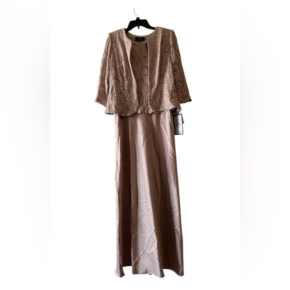 Alex Evenings Taupe Lace Dress with Jacket size 8